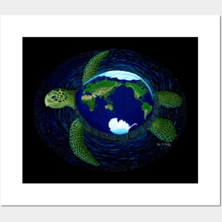 Earth Galaxy Turtle Posters and Art